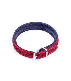 Ошейник натуральный мех пони леопард с кольцом Голландия ручная работа - No Taboo