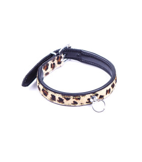 Ошейник натуральный мех пони леопард с кольцом Голландия ручная работа - No Taboo