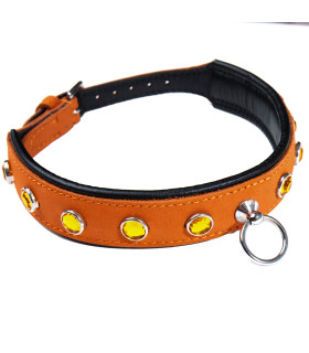 Ошейник кожаный оранжевый Голландия ручная работа - No Taboo