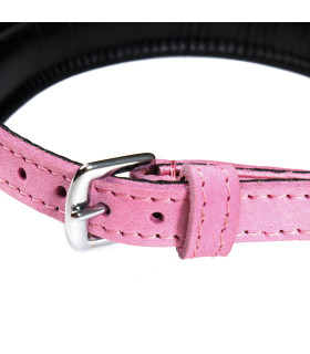 Ошейник кожаный розовый с белыми камнями Голландия ручная работа - No Taboo