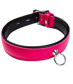 Ошейник кожаный розовый Голландия ручная работа - No Taboo