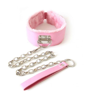 Ошейник розовый внутри мех поводок цепь NO TABOO - No Taboo