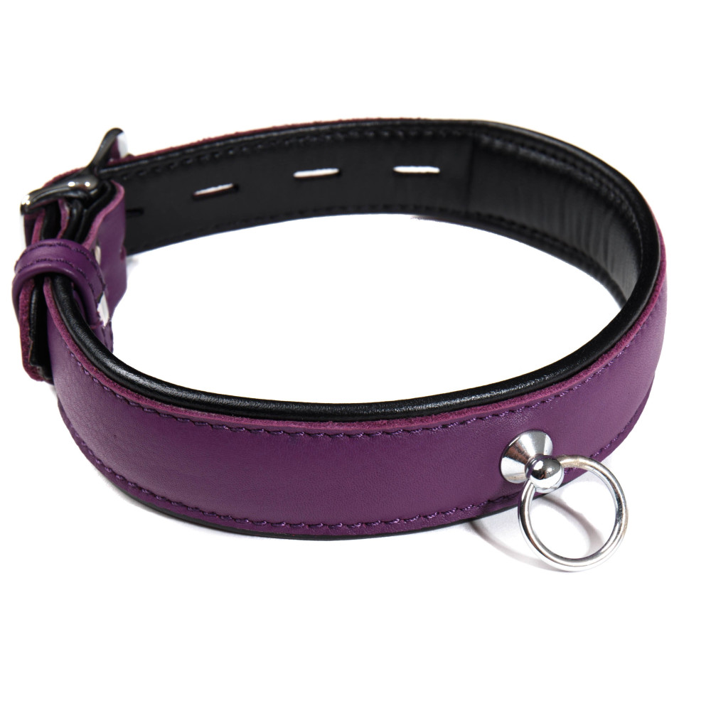Нашийник Шкіряний з кільцем фіолетовий Голландія ручна робота (28583), zoom