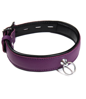 Ошейник кожаный с кольцом фиолетовый Голландия ручная работа - No Taboo