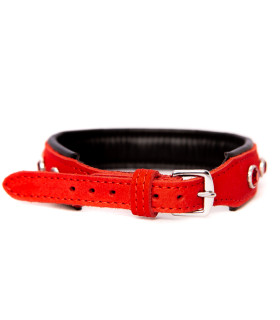 Ошейник кожаный красный с красными камнями Голландия ручная работа - No Taboo