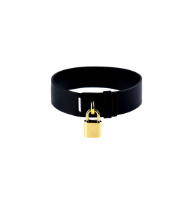 Ошейник с навесным замком Padlock UPKO итальянская кожа - No Taboo