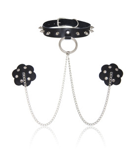 Ошейник с пэстисами на соски на цепочках NO TABOO - No Taboo