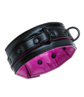 Ошейник с поводком IDEA SM из искусственной кожи, черно-розовый - No Taboo