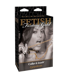 Ошейник с поводком FF GOLD - COLLAR AND LEASH - No Taboo