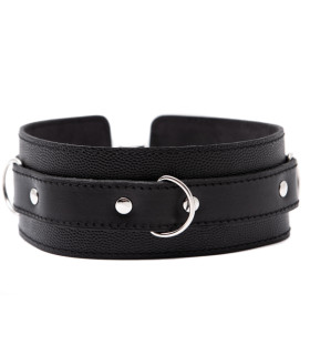 Ошейник черный с тремя колечками для фиксации - No Taboo