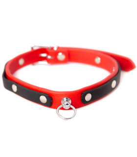 Ошейник с заклепками красно-черный Голландия ручная работа - No Taboo