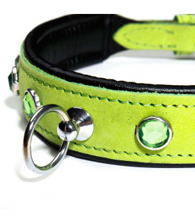 Ошейник кожаный салатовый Голландия ручная работа - No Taboo