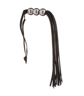 Флоггер с тремя металлическими шарами IDEA SM с плотной лапшой, черный, 19 см - No Taboo