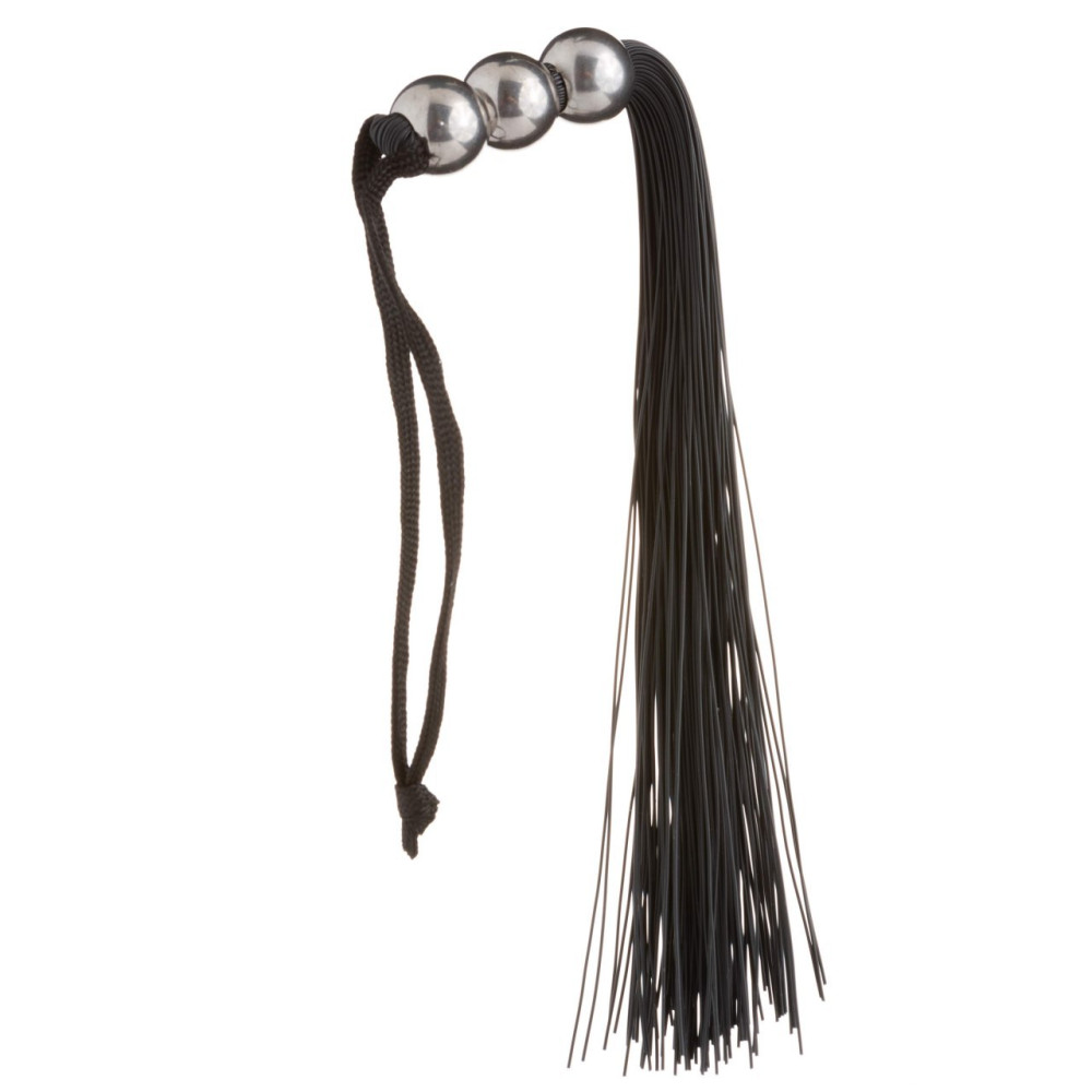 Флоггер с тремя металлическими шарами IDEA SM с тонким хвостом, черный, 19 см (32849), zoom