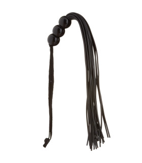 Флоггер (плетка) черный, с тремя шариками на ручке, 21 см, NO TABOO, 100% медицинский силикон - No Taboo