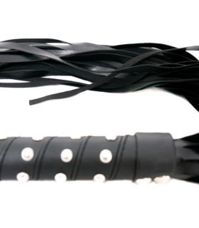 Флоггер (плетка) черный, с заклепками 64,5 см. - No Taboo