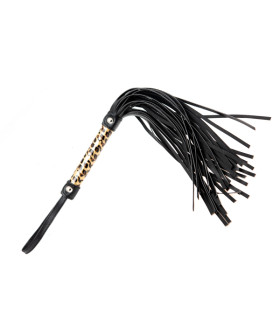 Флоггер (батіг) леопардова ручка золото - No Taboo