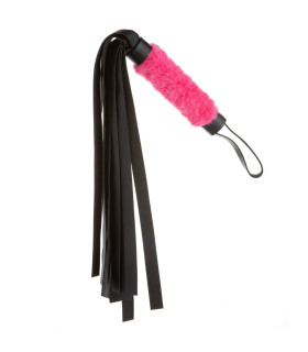 Флоггер (батіг) з хутряною ручкою рожевий - No Taboo