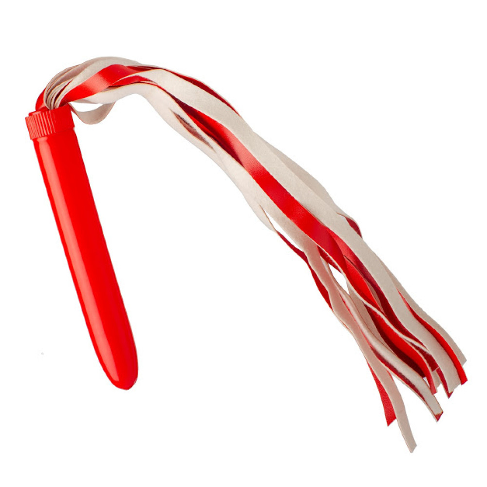 Флоггер из искусственной кожи IDEA SM с пластиковой ручкой, красный, 48 см (31903), zoom