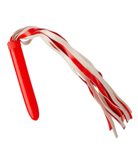 Флоггер из искусственной кожи IDEA SM с пластиковой ручкой, красный, 48 см - No Taboo
