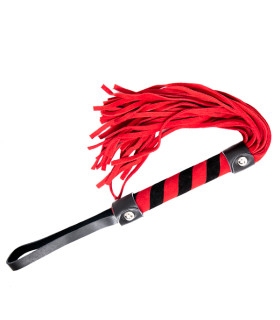 Флоггер (плетка) замшевый, красный, с красно черной ручкой NO TABOO - No Taboo