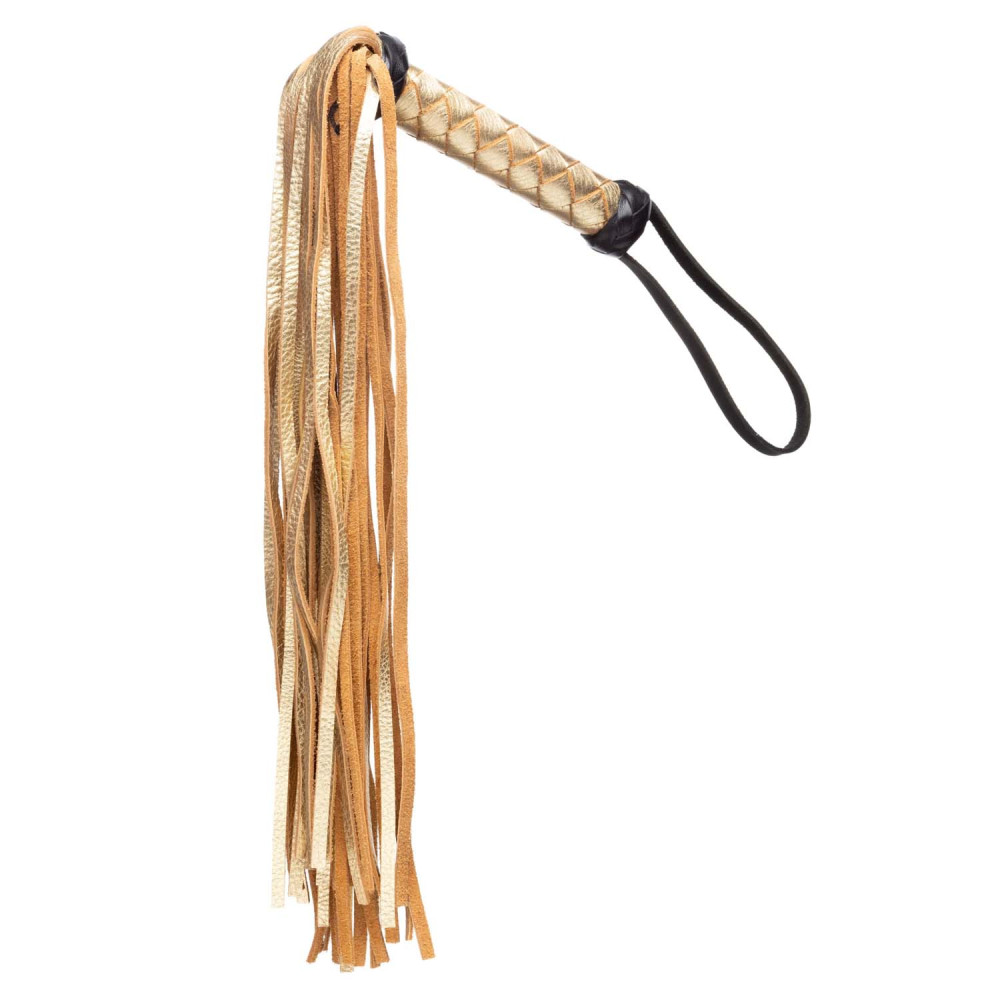 Флоггер (плетка) золотистый, из кожи, Голландия, ручная работа (35098), zoom