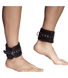 Поножі без ланцюгів на ноги Zado з натуральної шкіри, чорного кольору - No Taboo