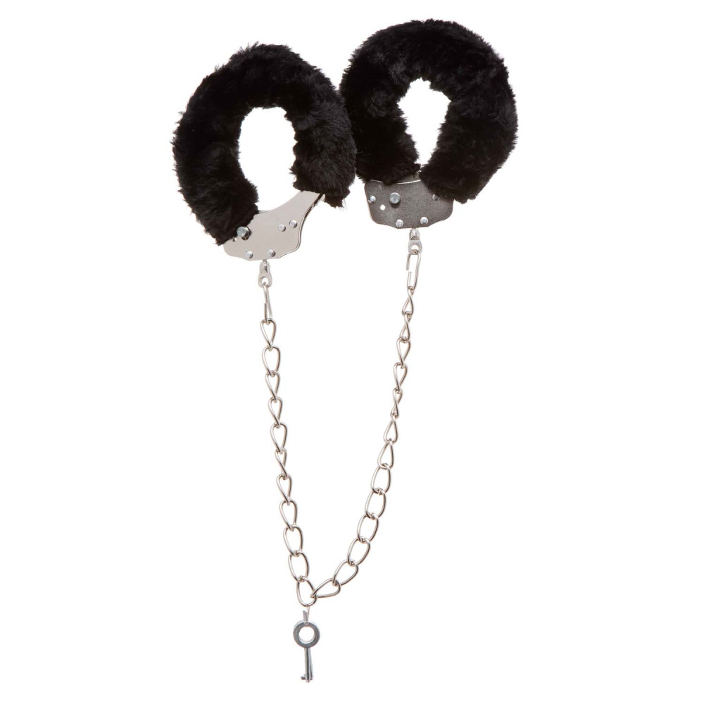 Металлические наручники IDEA SM с черным искусственным мехом, серебристые, 30 см (33091), zoom