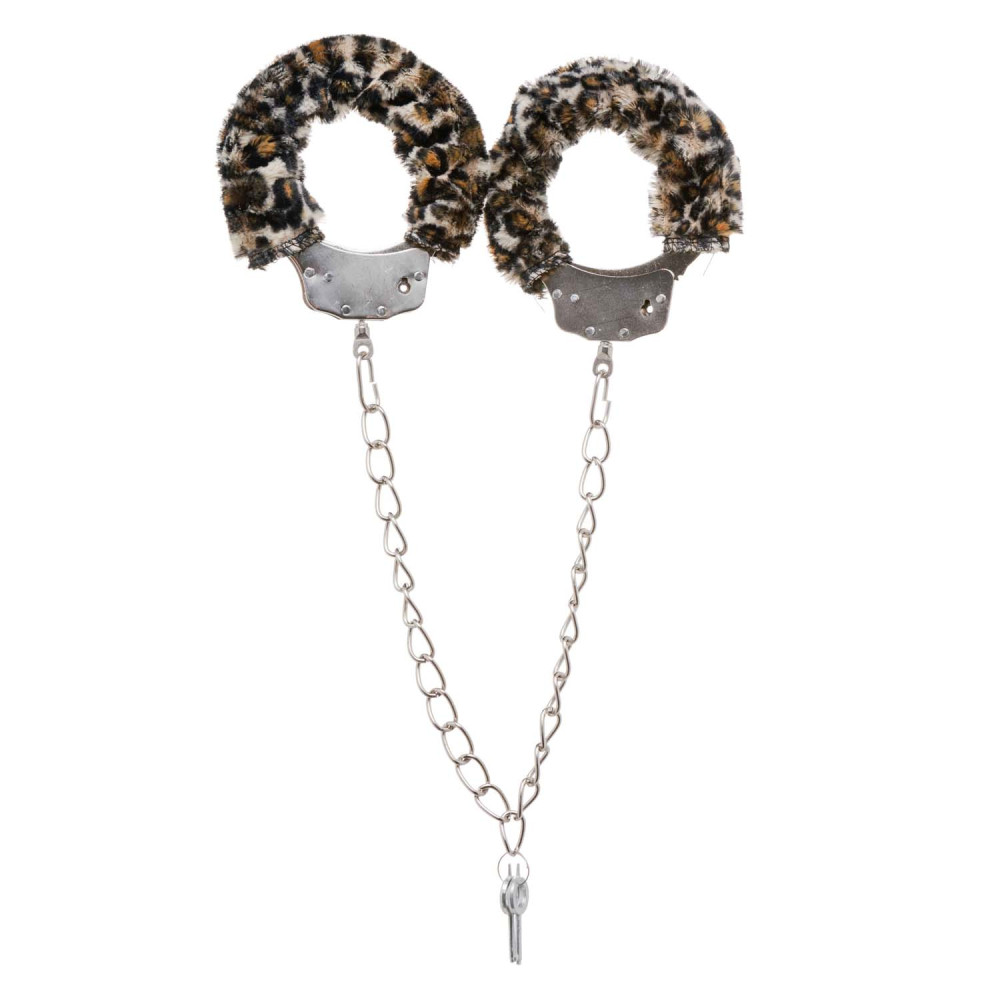 Металлические поножи IDEA SM с искусственным леопардовым мехом, серебристые, 30 см (33142), zoom