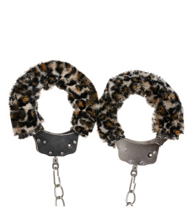 Металлические поножи IDEA SM с искусственным леопардовым мехом, серебристые, 30 см - No Taboo