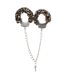 Металлические поножи IDEA SM с искусственным леопардовым мехом, серебристые, 30 см - No Taboo