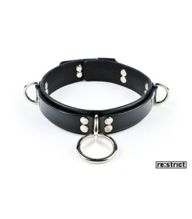 RESTRICT Ошейник с кольцом (тонкий, матовый) M/L - No Taboo