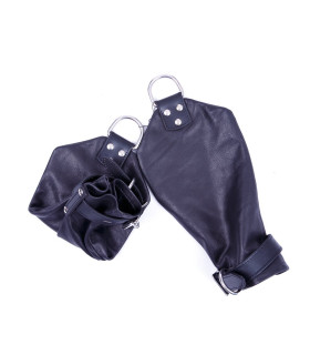 Рукавицы для подвешивания кожа Голландия черная ручная работа - No Taboo