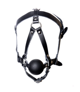 Сбруя на голову с кляпом черная - No Taboo
