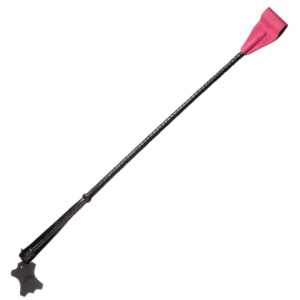 Стек шкіряний чорний з рожевим наконечником Голландія ручна робота (35087), zoom