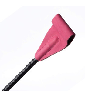 Стек кожаный черный с розовым наконечником Голландия ручная работа - No Taboo