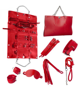 Стильный бондажный набор в сумочке красный, кожзам - No Taboo