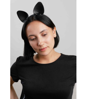 Ушки на обруче кошка, кожа, черные - No Taboo