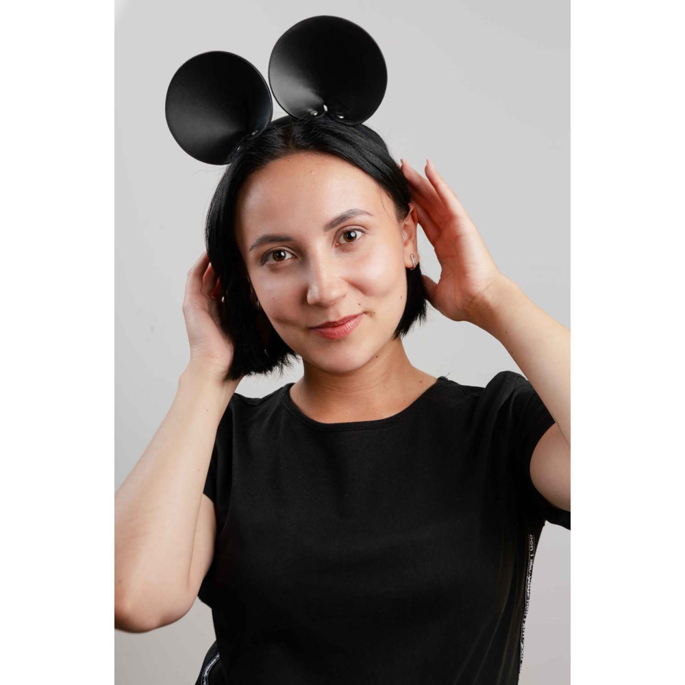 Ушки на обруче Микки-Маус IDEA SM кожаные, черные, One Size (33104), zoom