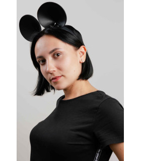 Ушки на обруче Микки-Маус IDEA SM кожаные, черные, One Size - No Taboo