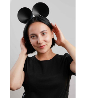 Ушки на обруче Микки-Маус IDEA SM кожаные, черные, One Size - No Taboo