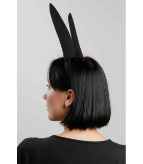 Ушки зайчика на обруче IDEA SM кожаные, черные, One Size - No Taboo