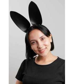 Ушки зайчика на обруче IDEA SM кожаные, черные, One Size - No Taboo