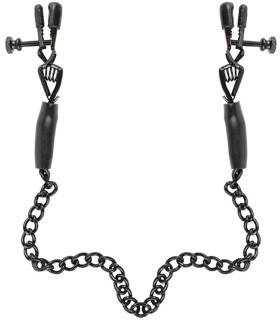 Зажимы для сосков на цепочке, черные - No Taboo
