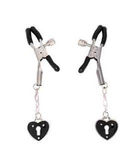 Зажимы для сосков с сердечками черные NO TABOO - No Taboo
