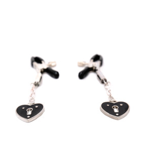 Зажимы для сосков с сердечками черные NO TABOO - No Taboo