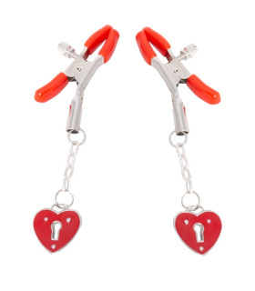 Зажимы для сосков с сердечками красные NO TABOO - No Taboo