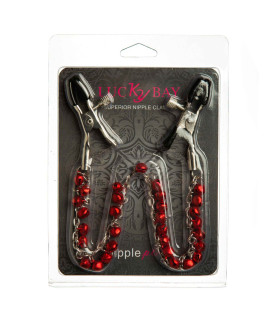 Зажимы на соски цепочка 27 см с красными бубенчиками Nipple play NO TABOO - No Taboo