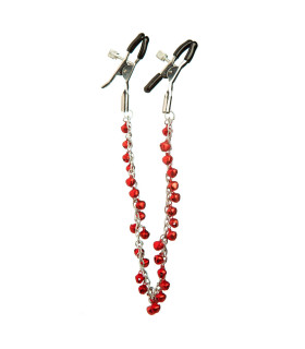 Зажимы на соски цепочка 27 см с красными бубенчиками Nipple play NO TABOO - No Taboo