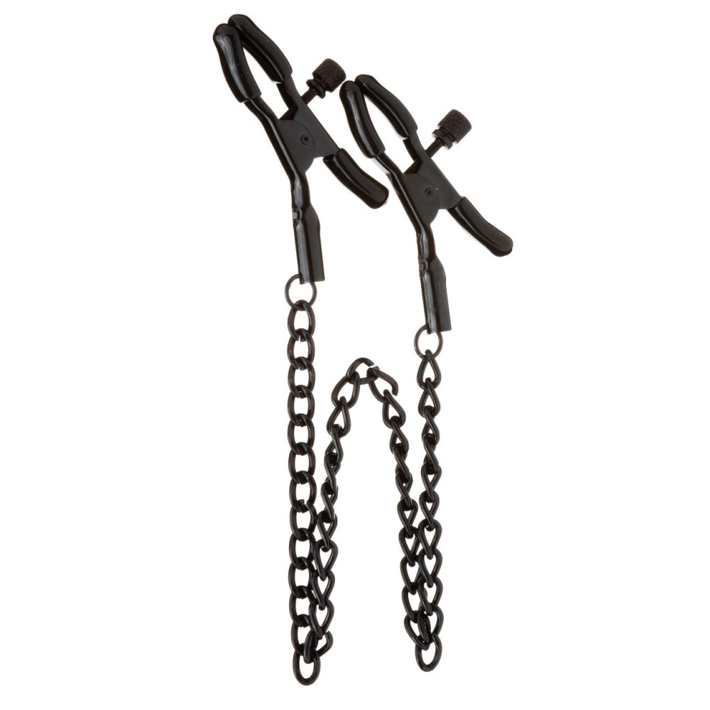 Затискачі на соски з ланцюжком чорні NO TABOO (32861), zoom